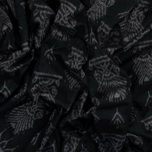 Black Handloom Orissa Cotton Saree With Tie & Dye Floral Motifs