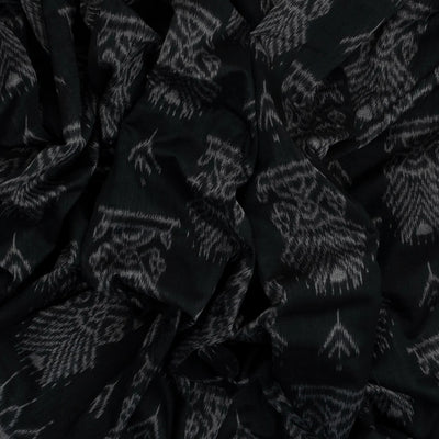 Black Handloom Orissa Cotton Saree With Tie & Dye Floral Motifs