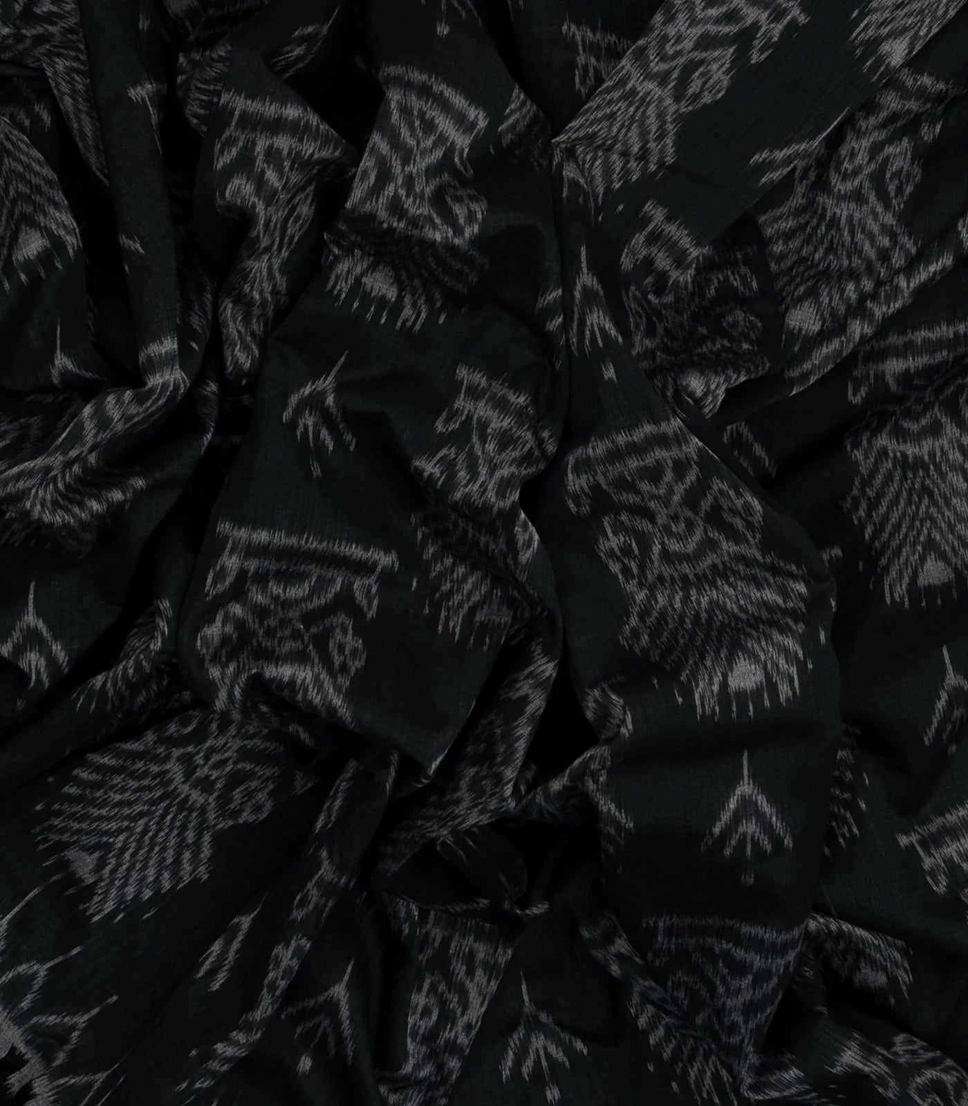 Black Handloom Orissa Cotton Saree With Tie & Dye Floral Motifs