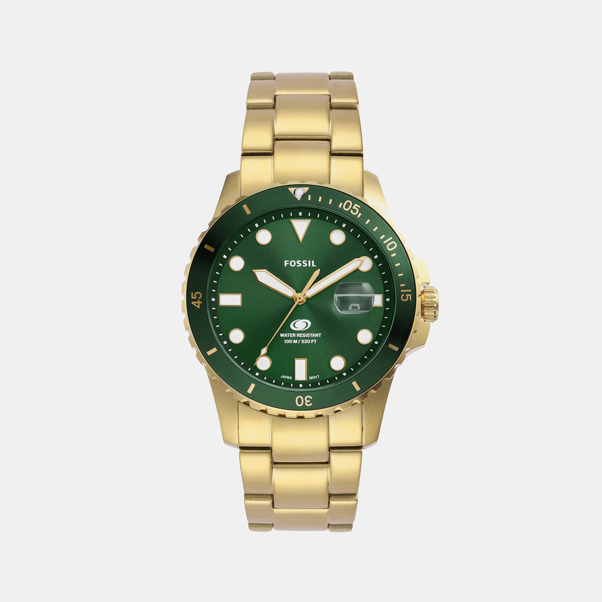 Fossil Blue Dive Men Quartz Green Dial Analog Stainless Steel Watch FS6030