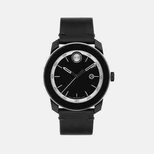 Bold Men Quartz Black Dial Analog Leather Watch 3601154