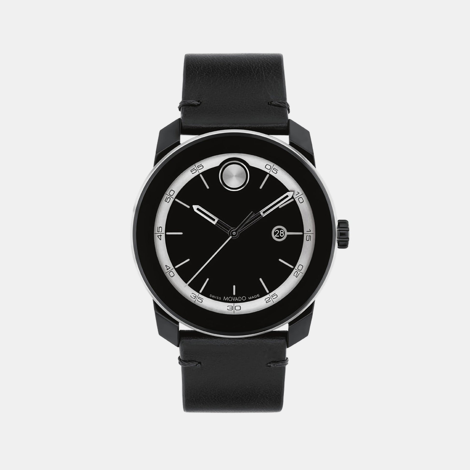 Bold Men Quartz Black Dial Analog Leather Watch 3601154