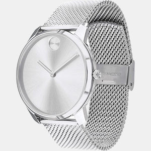 Bold Men Quartz Silver Dial Analog Stainless Steel Watch 3600589