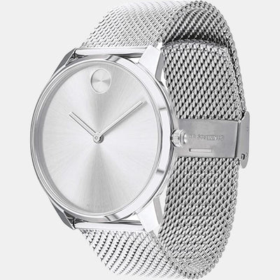 Bold Men Quartz Silver Dial Analog Stainless Steel Watch 3600589
