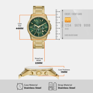 Banks Men Quartz Green Dial Chronograph Stainless Steel Watch AX1746
