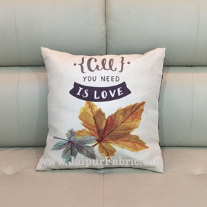 Jute Cushion Cover Digital Print All You Need Is Love