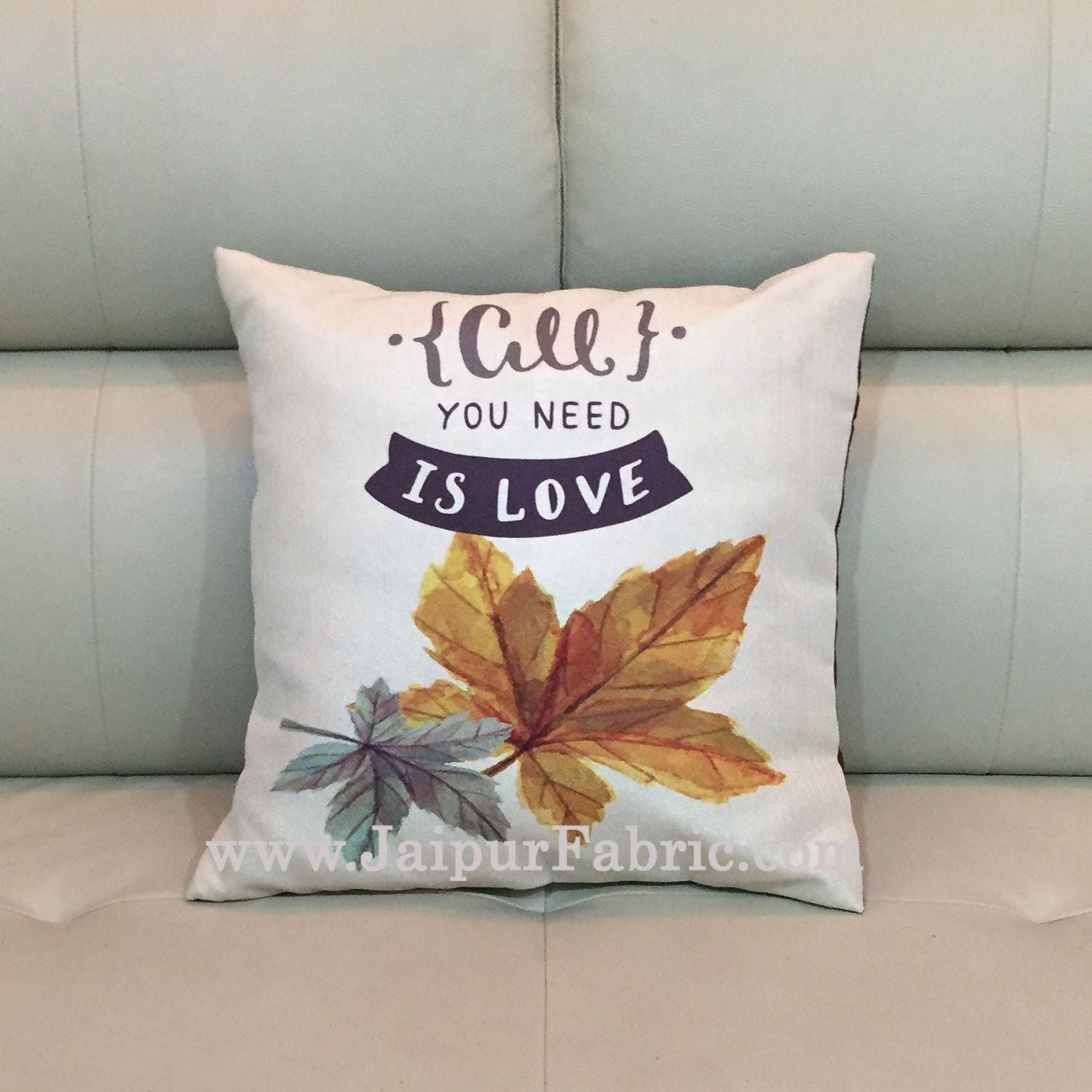 Jute Cushion Cover Digital Print All You Need Is Love