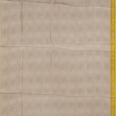 Taupe Handloom Chanderi Cotton Saree With Printed Yellow Floral Motifs