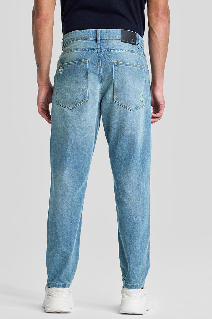 Light Blue Plain Baggy Fit Jeans