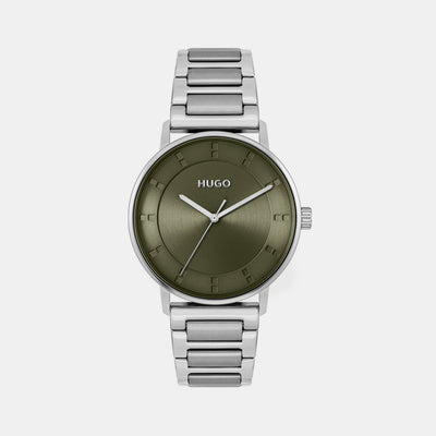 Ensure Men Quartz Green Dial Analog Stainless Steel Watch 1530270