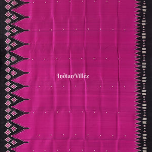 Magenta Black Border Pasapali Designer Contemporary Silk Saree