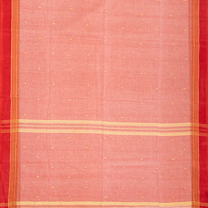 Peach Bengal Cotton Saree With Diamond Motifs