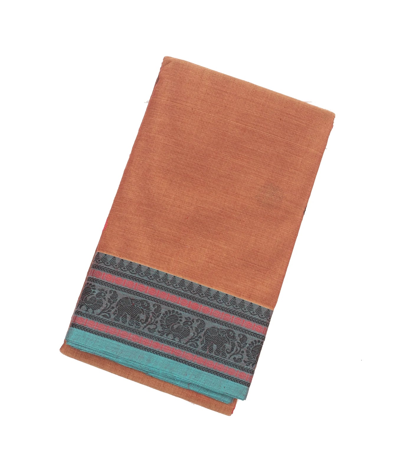 Peach Handloom Kanchi Cotton Saree With Annam & Mango Buttas