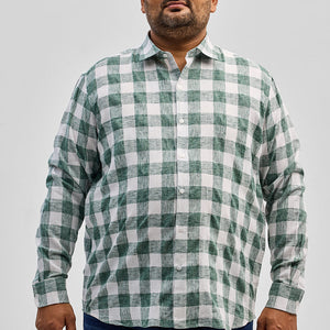Green Checks Linen Blend Shirt