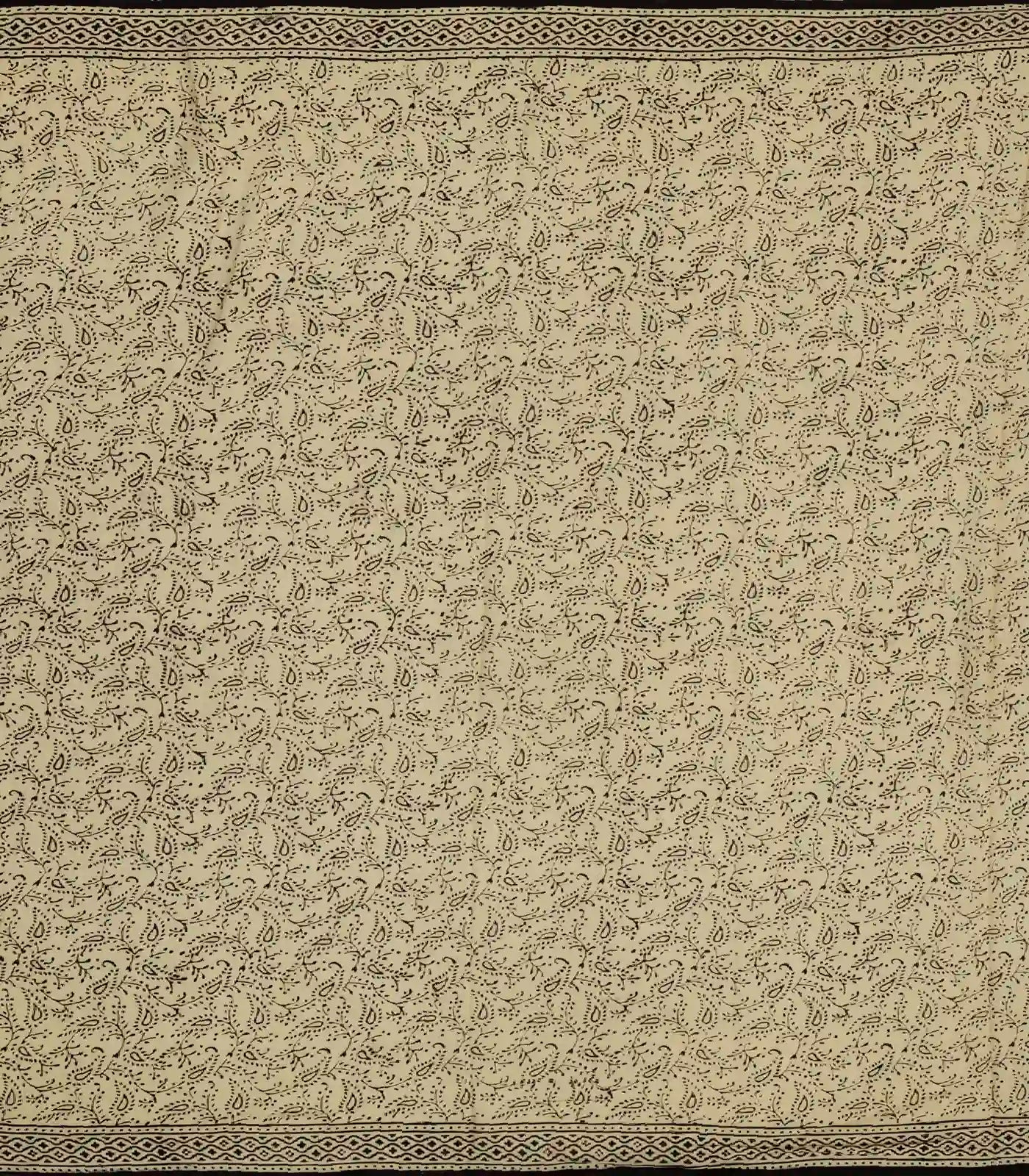 Beige Woven Jaipur Cotton Saree Printed With Floral Motifs