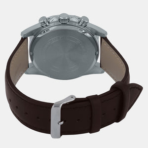 Enticer Men Quartz Blue Dial Chronograph Leather Watch A2150