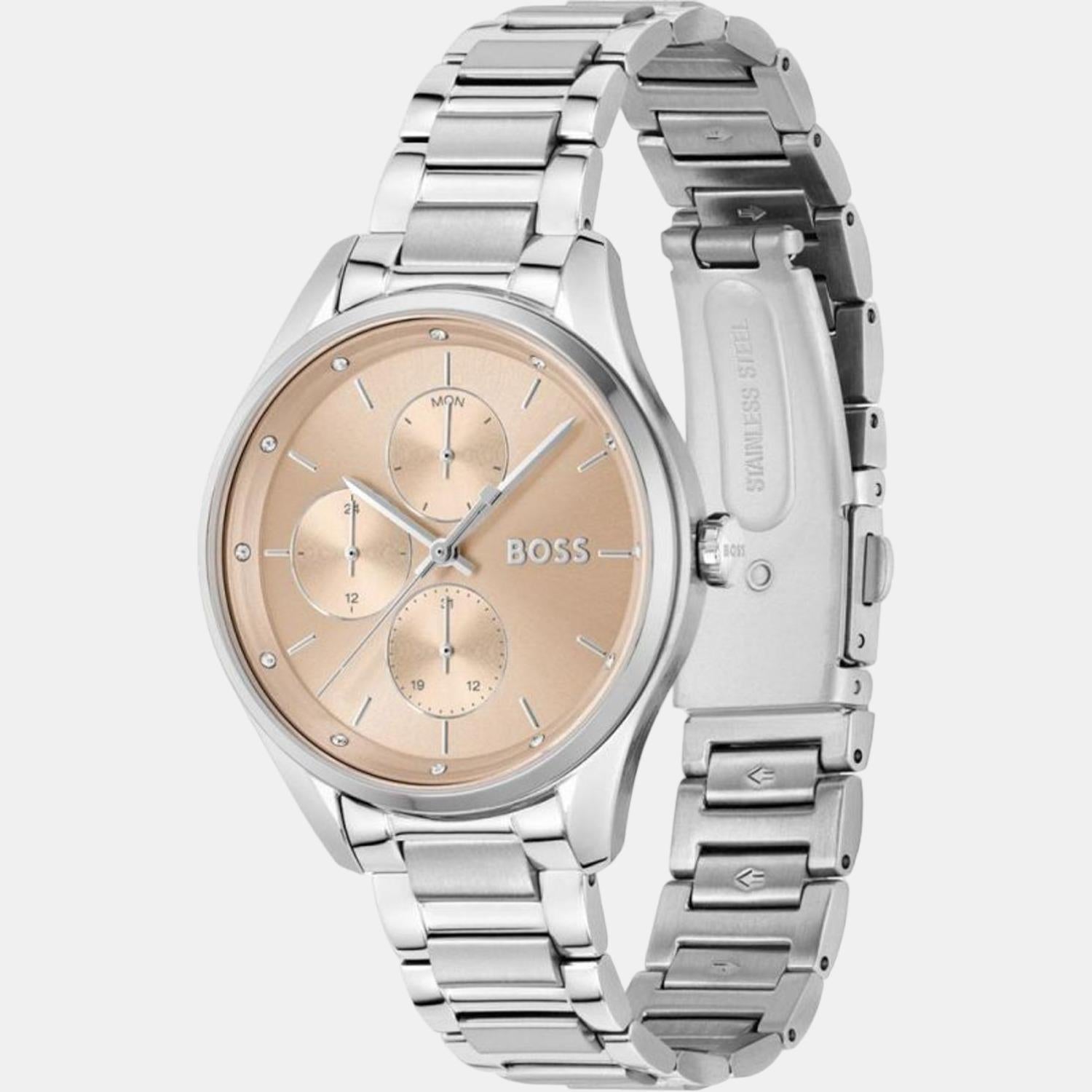 Grand Course Women Quartz Rose Gold Dial Chronograph Stainless Steel Watch 1502604