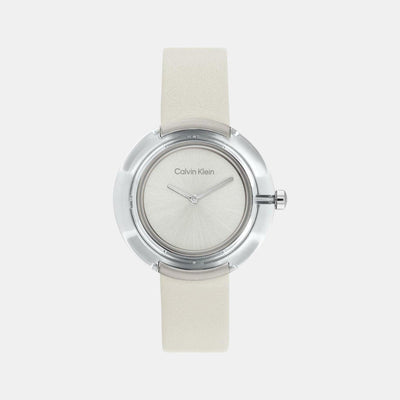 Circular Women Quartz White Dial Analog Leather Watch 25200019