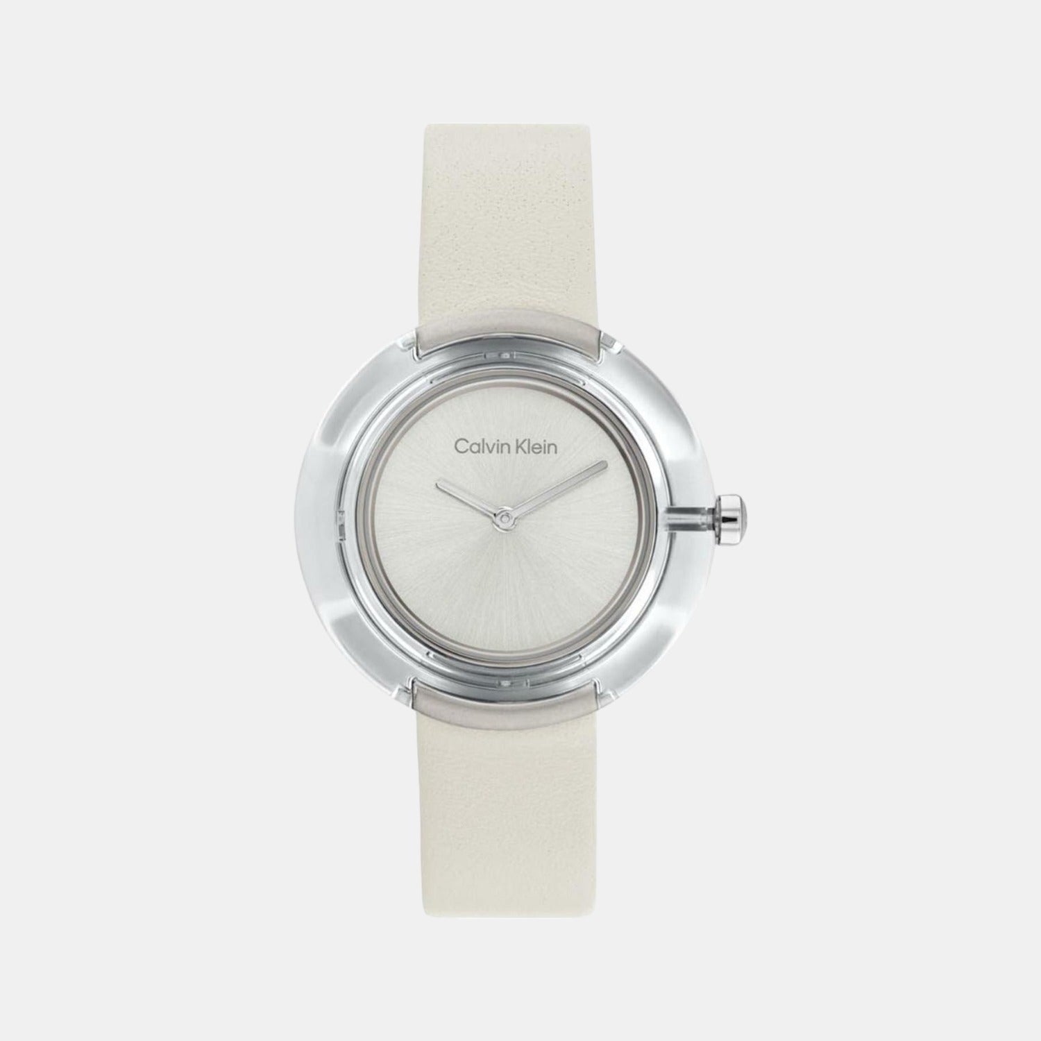 Circular Women Quartz White Dial Analog Leather Watch 25200019