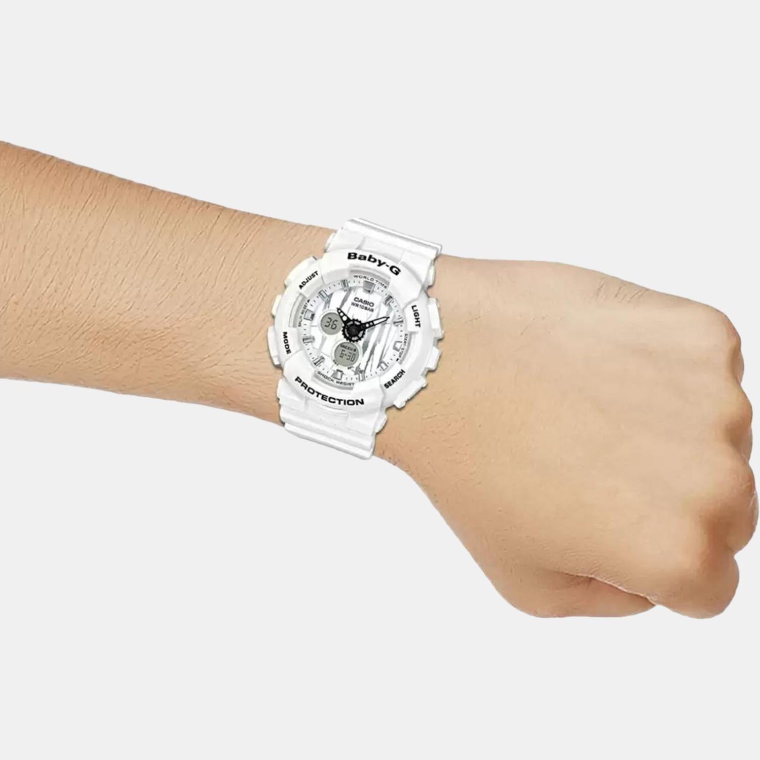 Baby-G Women Quartz White Dial Analog-Digital Resin Watch B176