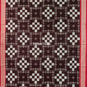 Wine Red Pasapali Theme Sambalpuri Silk Saree
