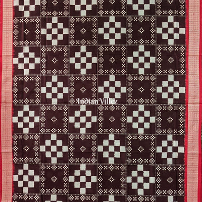 Wine Red Pasapali Theme Sambalpuri Silk Saree