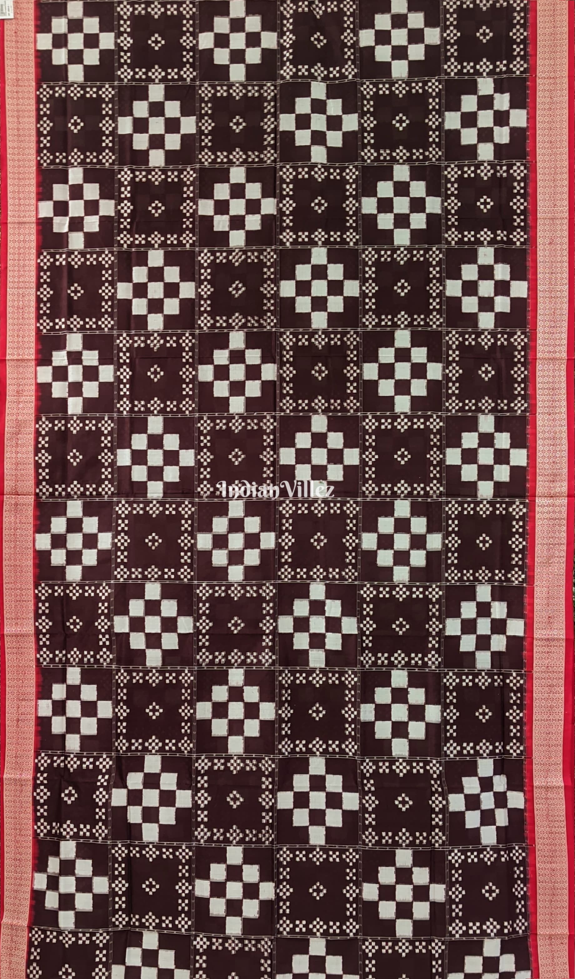 Wine Red Pasapali Theme Sambalpuri Silk Saree