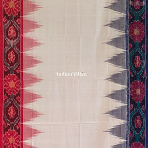White Red Maniabandha Odisha Ikat Cotton Saree
