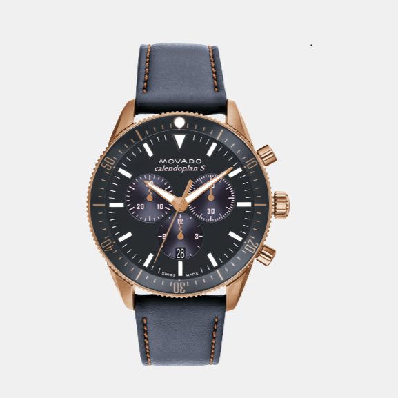 Heritage Men Quartz Grey Dial Chronograph Leather Watch 3650168