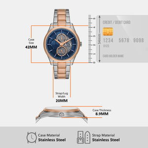 Dante Men Quartz Blue Dial Chronograph Stainless Steel Watch AX1874