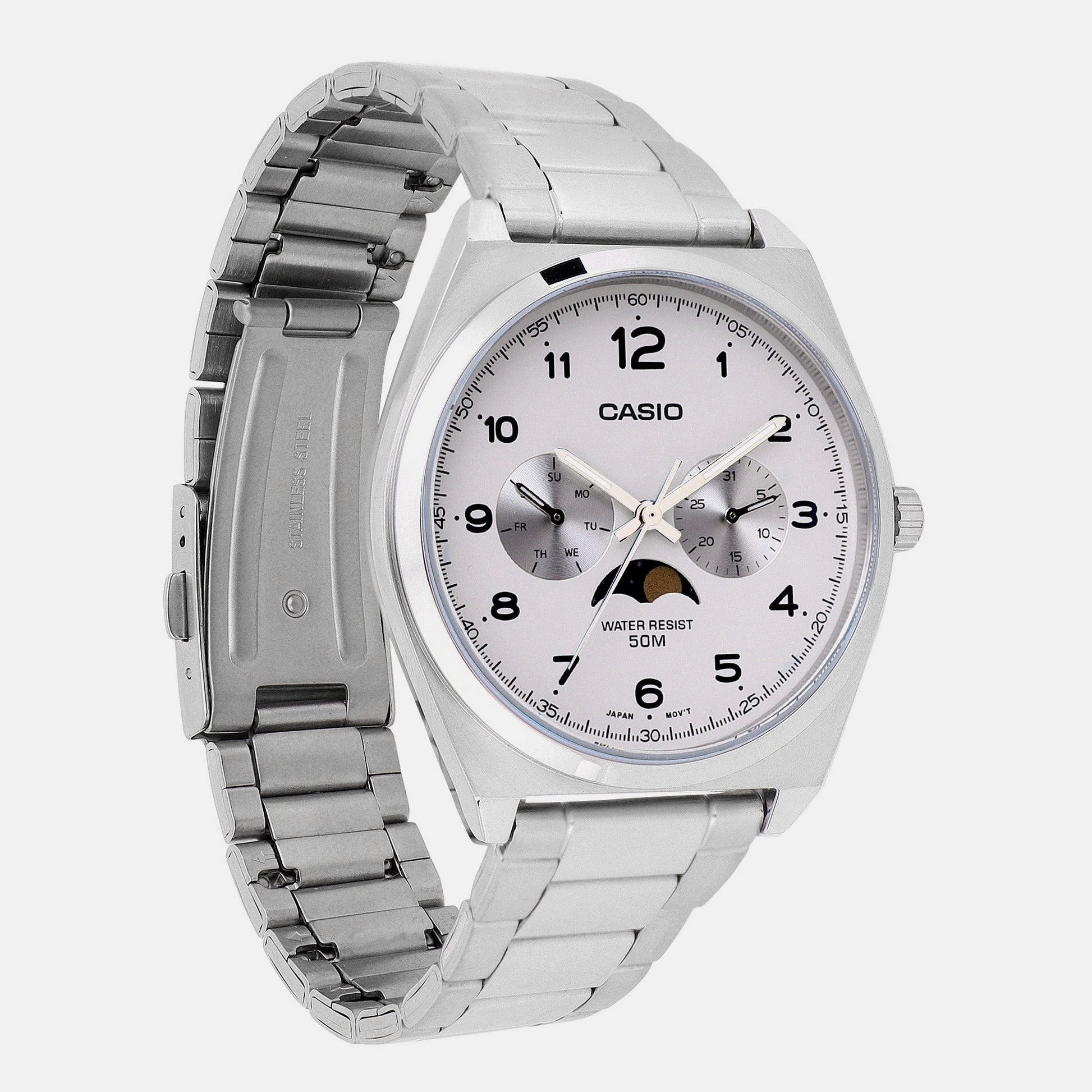 Enticer Men Quartz White Dial Chronograph Stainless Steel Watch A2176