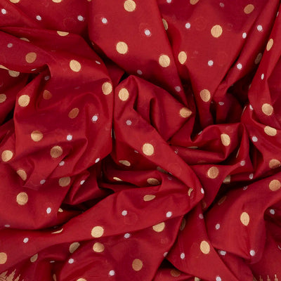 Crimson Handwoven Banarasi Silk Saree With Floral Motifs