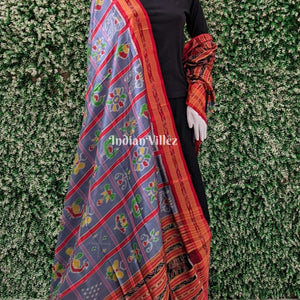 Grey Nabakothi Odisha Handloom Silk Dupatta