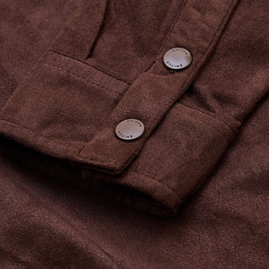 Brown Suede Snap Button Overshirt