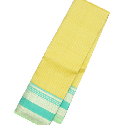 Light Green Handloom Kanchipuram Silk Saree With Zari Stripes