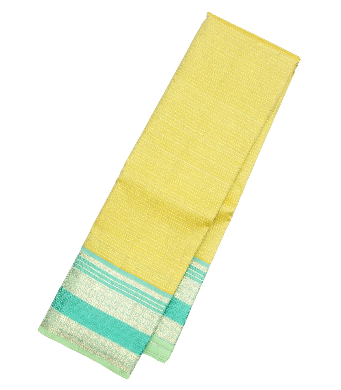Light Green Handloom Kanchipuram Silk Saree With Zari Stripes