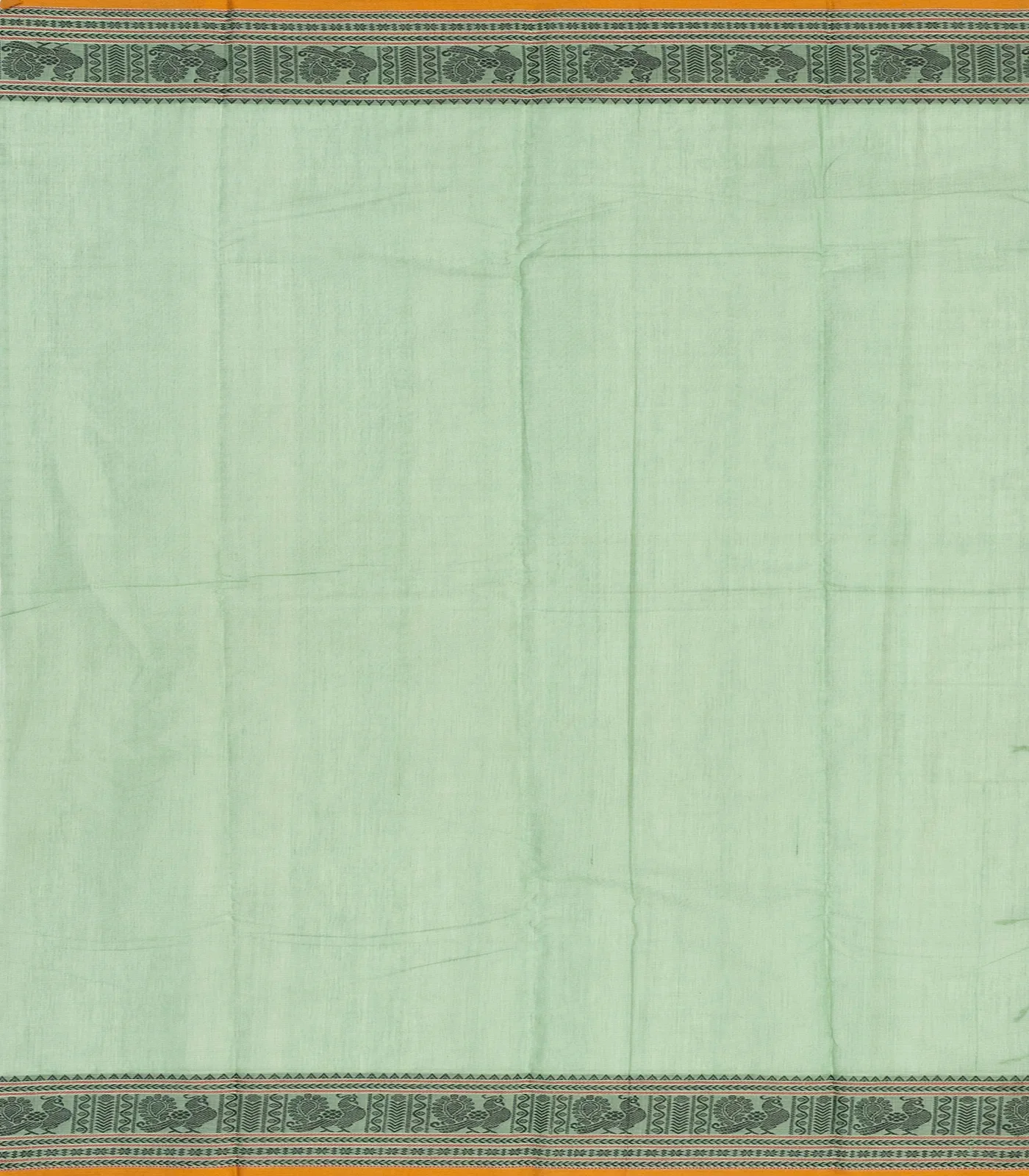 Shadow Green Handloom Kanchi Cotton Saree With Checks & Star Motifs