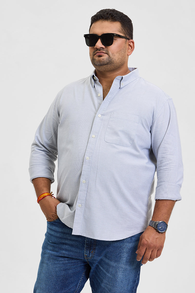 Light Grey Button Down Regular Fit Shirt