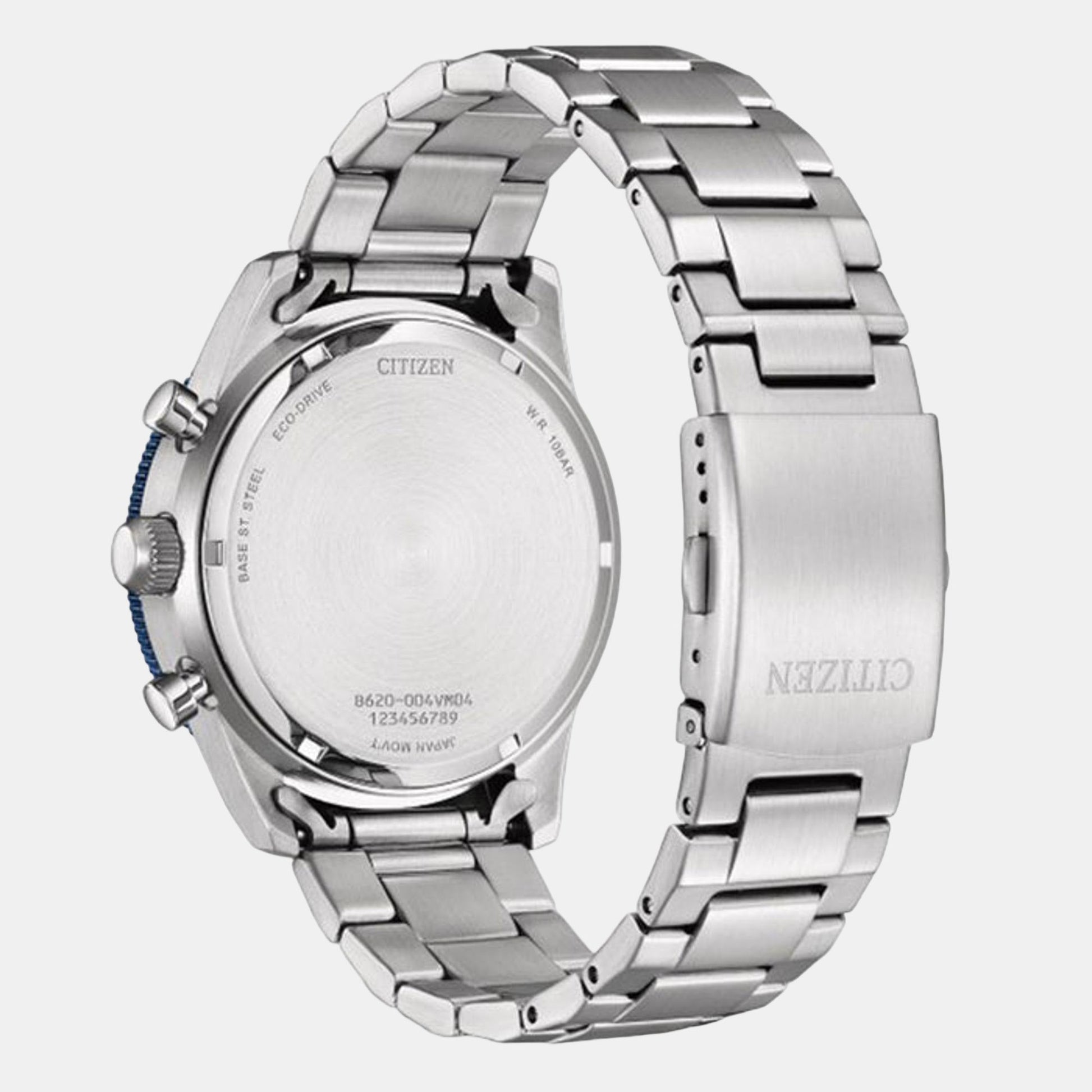 Eco-Drive Men Eco-Drive White Dial Chronograph Stainless Steel Watch CA4554-84H