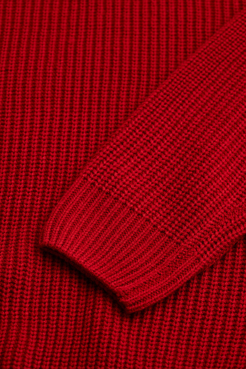 Red Fisherman Knit Sweater