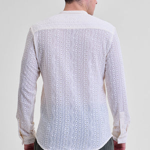 Cream Self-Design Shirt