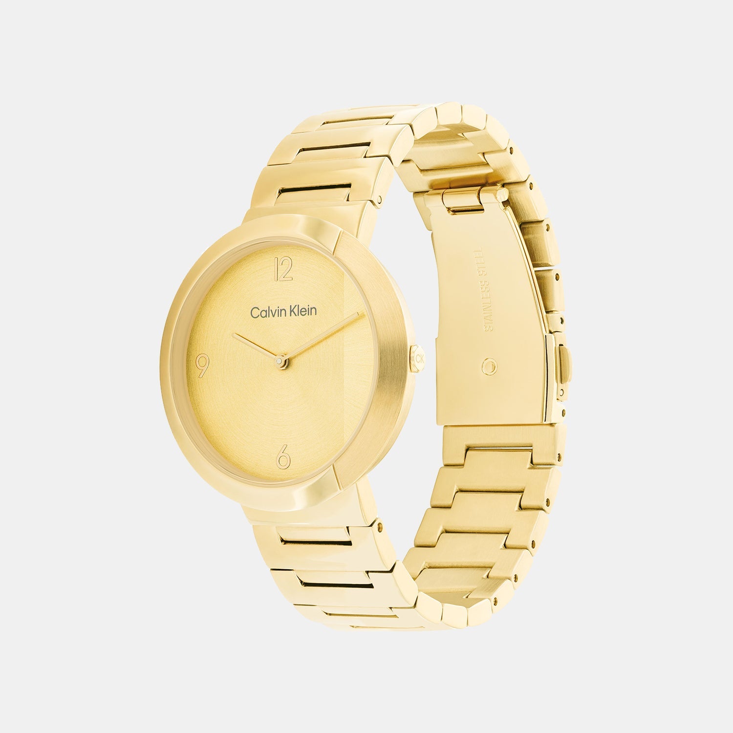 Ck Eccentric Unisex Quartz Gold Dial Analog Stainless Steel Watch 25200290