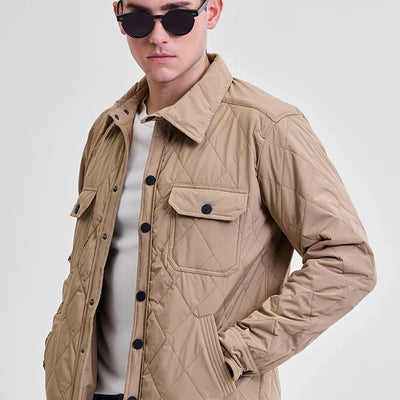 Beige Double Pocket Relaxed Fit Jacket
