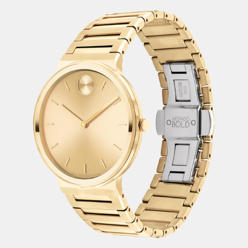 Bold Men Quartz Gold Dial Analog Stainless Steel Watch 3601081