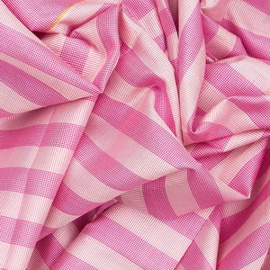 Pink & White Handloom Kanchipuram Silk Saree With Checks