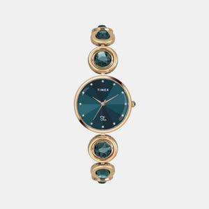 Fria Women Quartz Green Dial Analog Brass Watch TWEL16404
