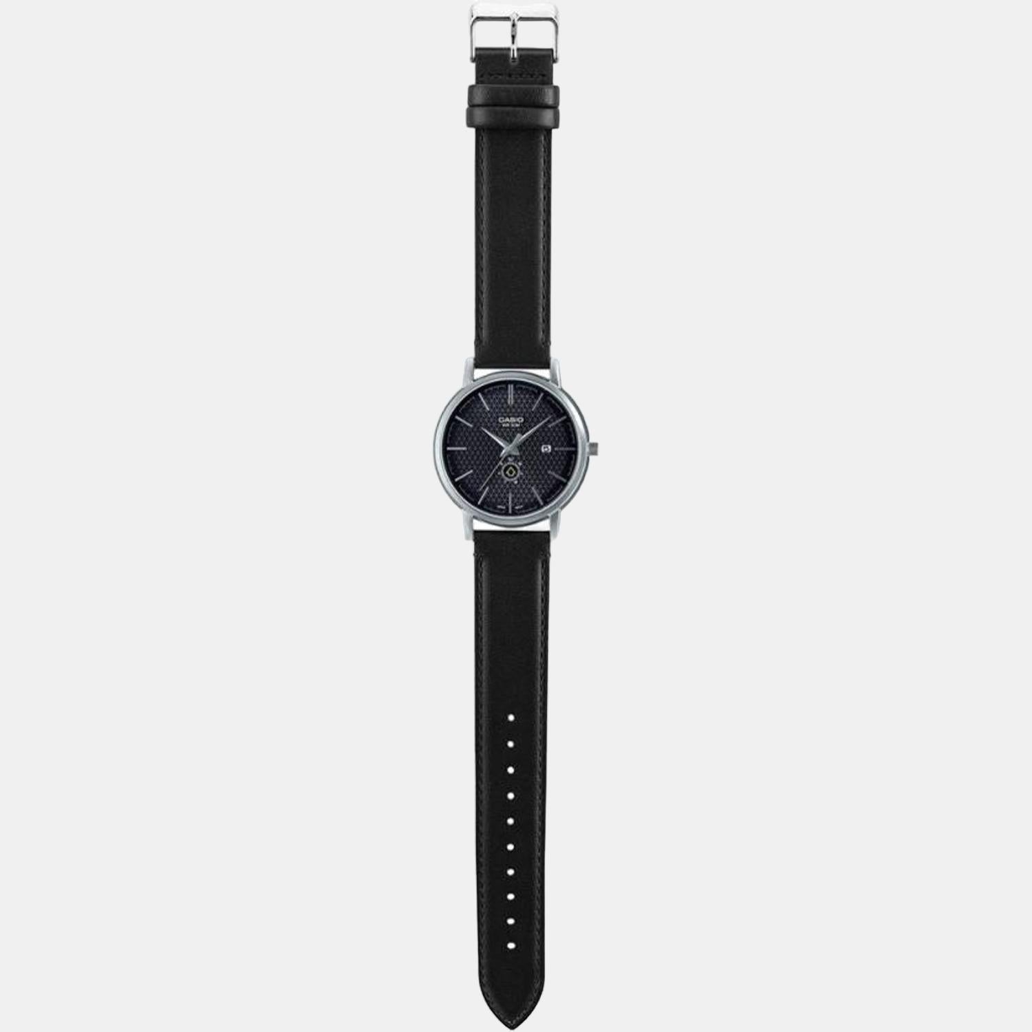 Enticer Men Quartz Black Dial Analog Leather Watch A2055