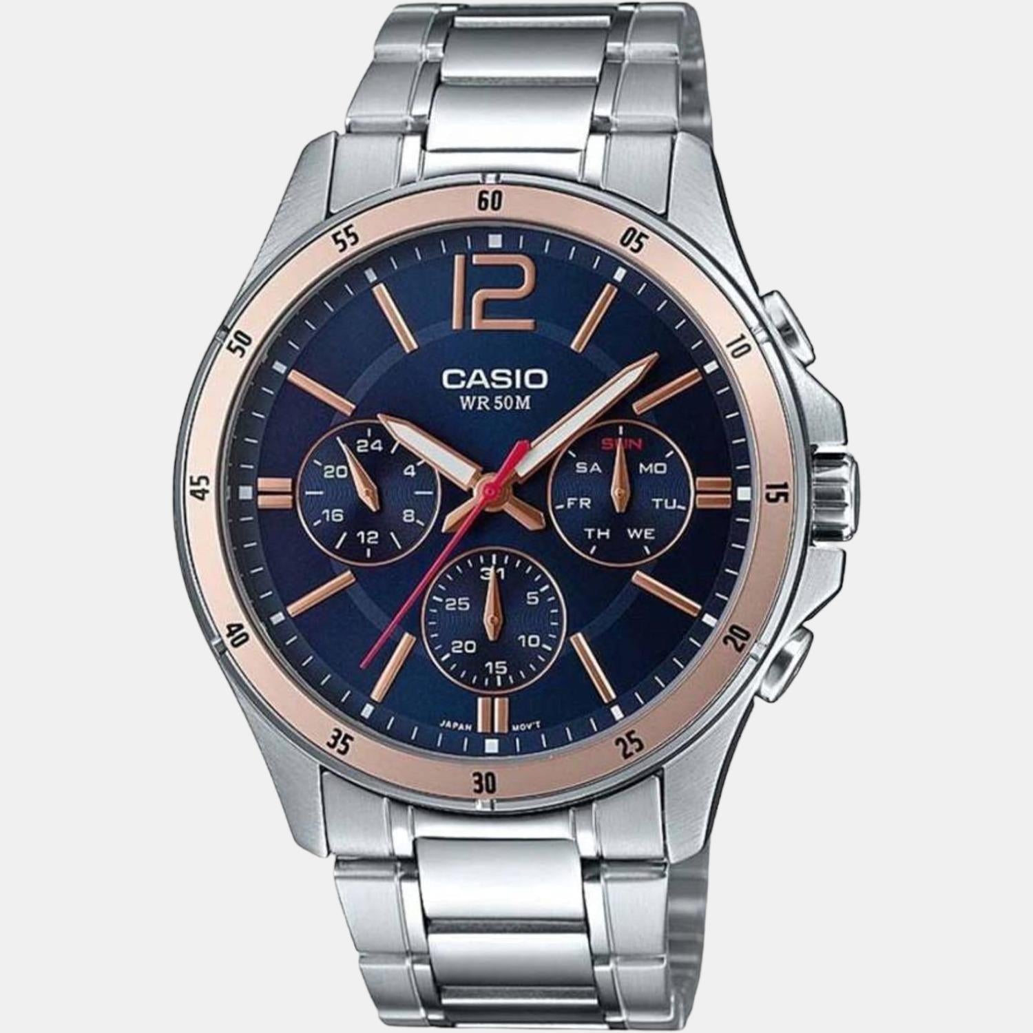 Enticer Men Quartz Blue Dial Chronograph Stainless Steel Watch A1885