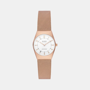 Grenen Lille Solar Powered Women Solar White Dial Analog Stainless Steel Watch SKW3078