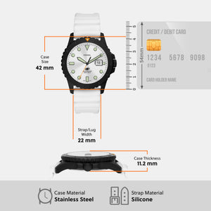 Fossil Blue Dive Men Quartz White Dial Analog Silicone Watch FS5999